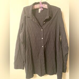 Marla Wynne a-line black blouse textured stretch fabric 1x